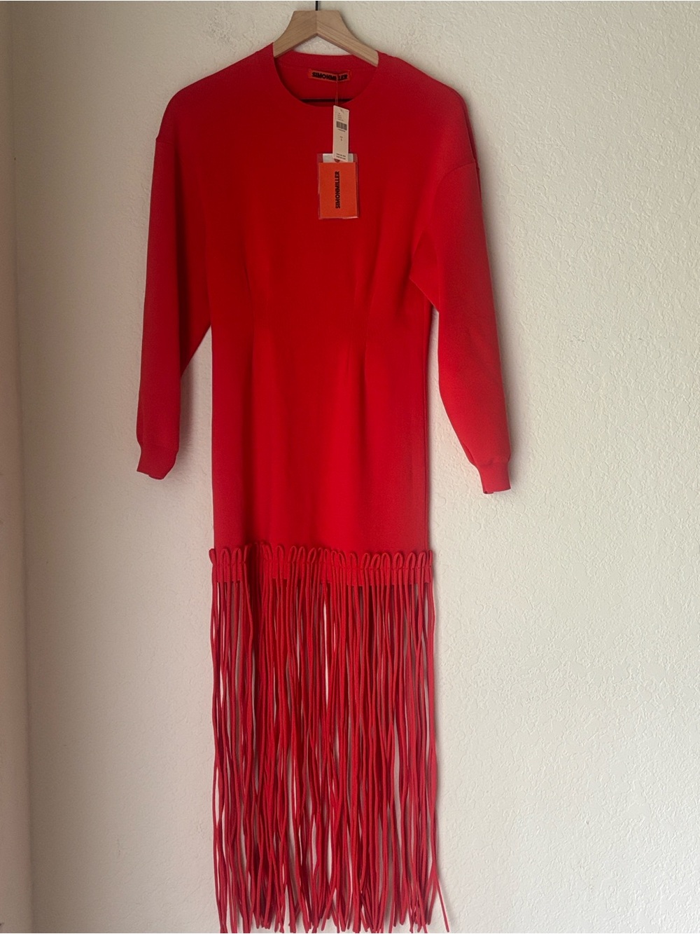 NWT SIMON MILLER  coral knit long sleeve “Wallis “ dress size small